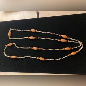 1970s Folk Art Earthy Metal and Wood Necklace